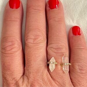 Quartz crystals set in rose gold plating cz accents. Healing magic earthy boho